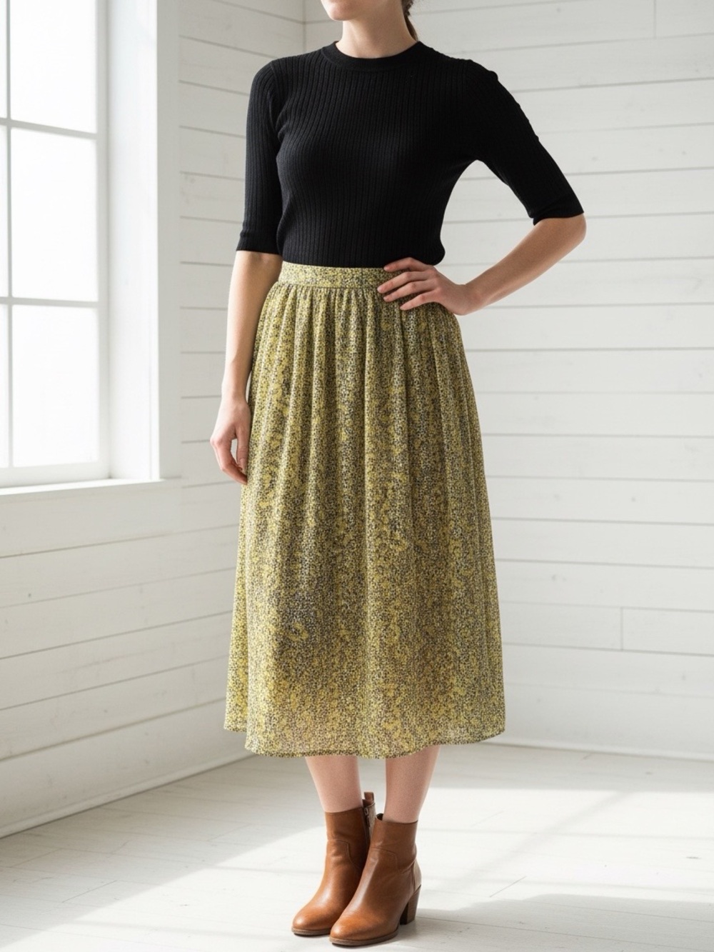 Who What Wear SZ 4 Floral Lace Pleated Accordion Midi Skirt